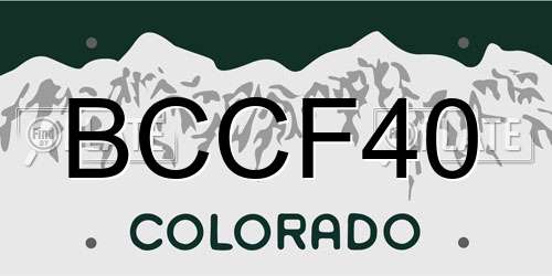 BCCF40 Colorado License Plate