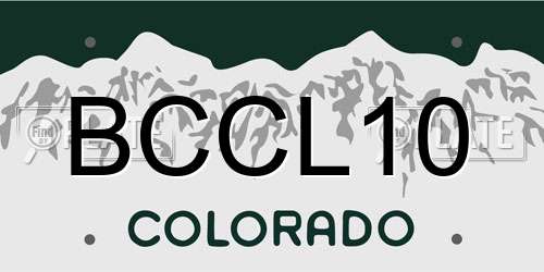 BCCL10 Colorado License Plate