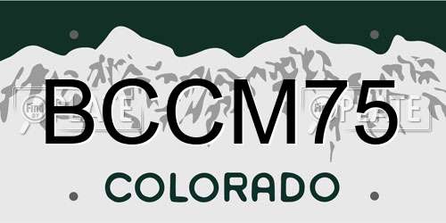 BCCM75 Colorado License Plate