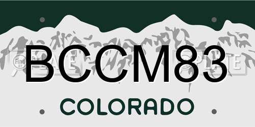 BCCM83 Colorado License Plate