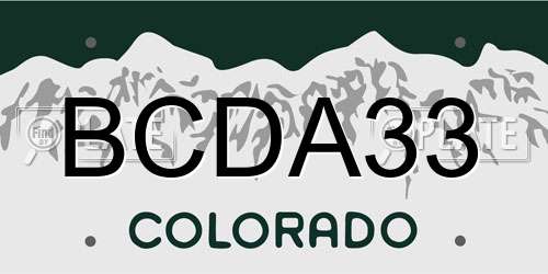 BCDA33 Colorado License Plate