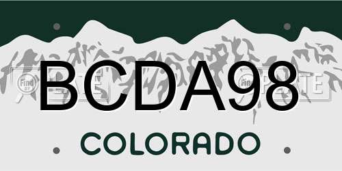 BCDA98 Colorado License Plate