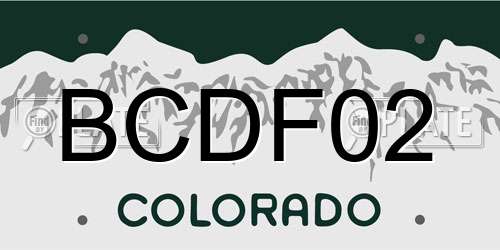 BCDF02 Colorado License Plate
