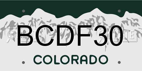 BCDF30 Colorado License Plate