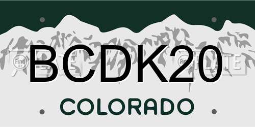 BCDK20 Colorado License Plate