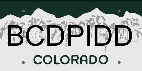 BCDPIDD Colorado License Plate
