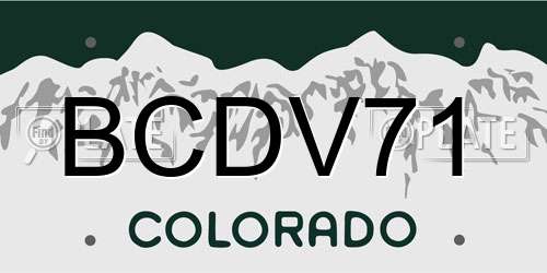 BCDV71 Colorado License Plate