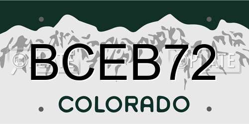 BCEB72 Colorado License Plate