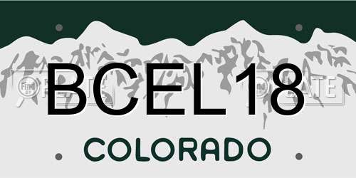 BCEL18 Colorado License Plate
