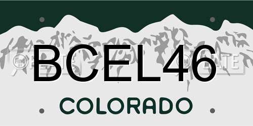 BCEL46 Colorado License Plate