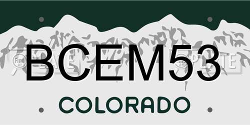 BCEM53 Colorado License Plate