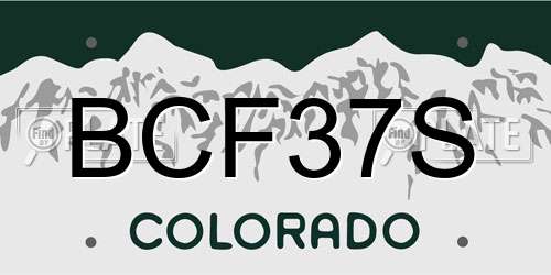 BCF37S Colorado License Plate