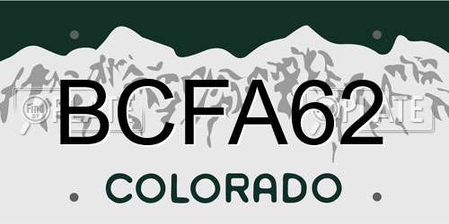BCFA62 Colorado License Plate