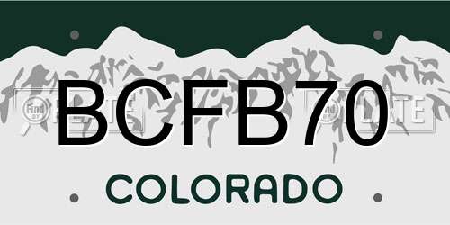 BCFB70 Colorado License Plate