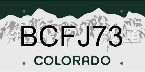 BCFJ73 Colorado License Plate