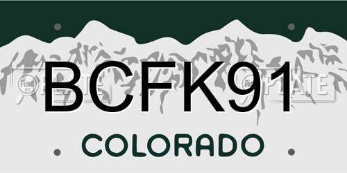 BCFK91 Colorado License Plate
