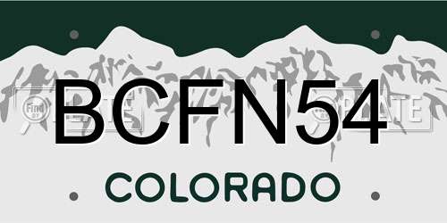 BCFN54 Colorado License Plate