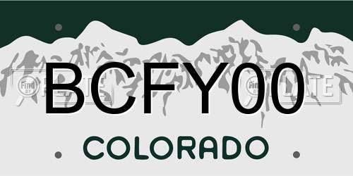 BCFY00 Colorado License Plate