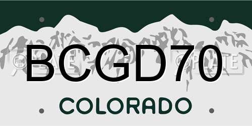 BCGD70 Colorado License Plate