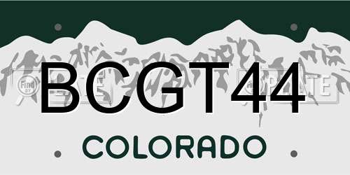 BCGT44 Colorado License Plate