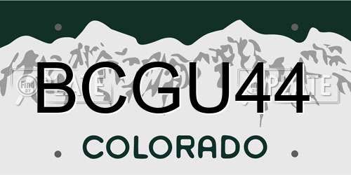 BCGU44 Colorado License Plate