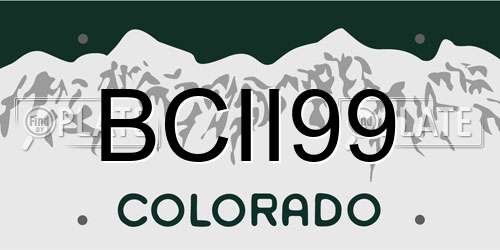 BCII99 Colorado License Plate