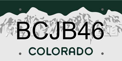 BCJB46 Colorado License Plate