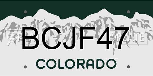 BCJF47 Colorado License Plate