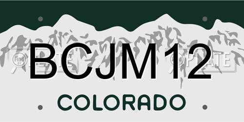 BCJM12 Colorado License Plate