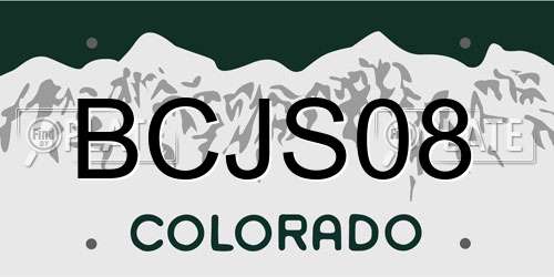 BCJS08 Colorado License Plate