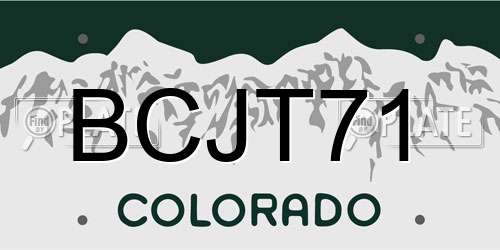 BCJT71 Colorado License Plate