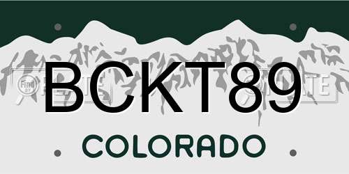 BCKT89 Colorado License Plate