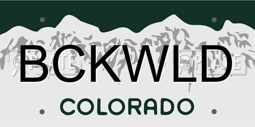 BCKWLD Colorado License Plate