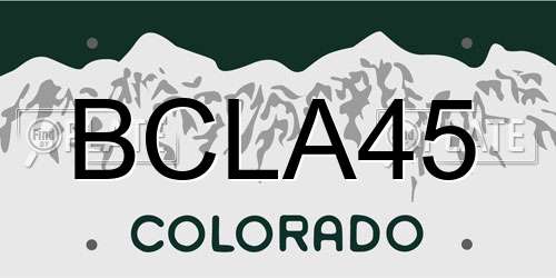 BCLA45 Colorado License Plate