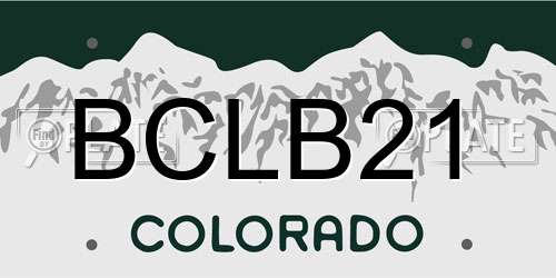 BCLB21 Colorado License Plate