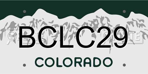 BCLC29 Colorado License Plate