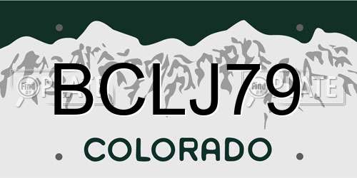 BCLJ79 Colorado License Plate