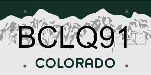 BCLQ91 Colorado License Plate