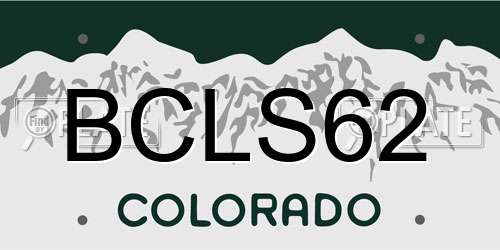 BCLS62 Colorado License Plate
