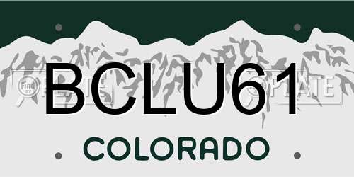 BCLU61 Colorado License Plate