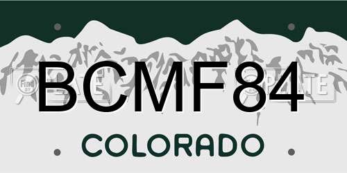 BCMF84 Colorado License Plate