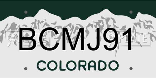 BCMJ91 Colorado License Plate