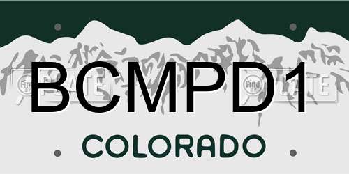 BCMPD1 Colorado License Plate