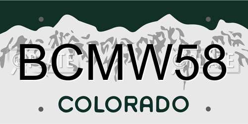 BCMW58 Colorado License Plate