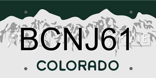 BCNJ61 Colorado License Plate