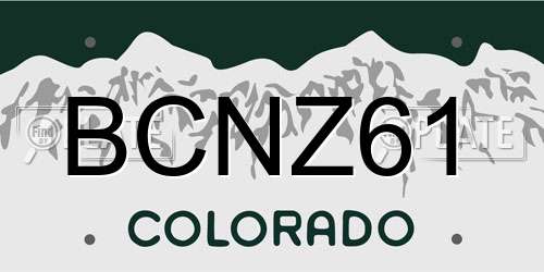 BCNZ61 Colorado License Plate