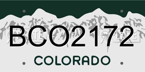 BCO2172 Colorado License Plate