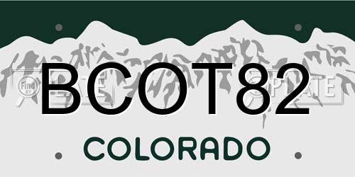 BCOT82 Colorado License Plate