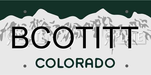 BCOTITT Colorado License Plate