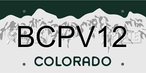 BCPV12 Colorado License Plate